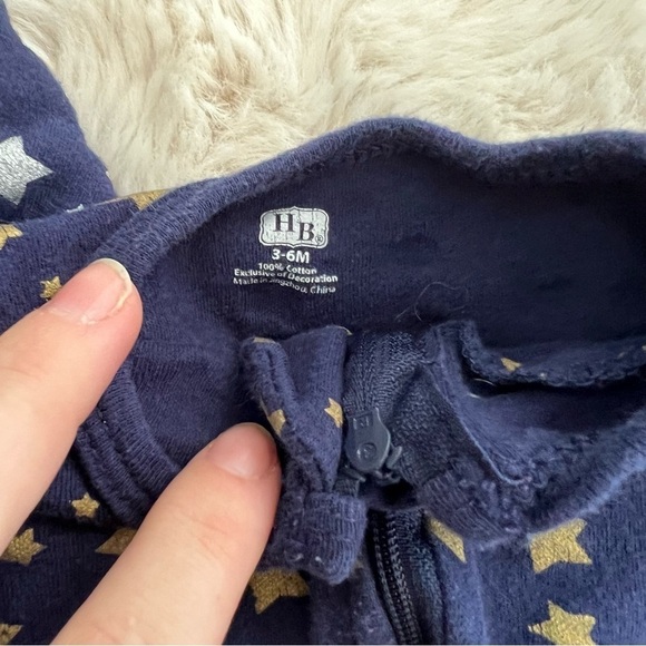 Bundle of 2 Hudson Baby Star Zippered Footie Pajamas Sz 3-6M - Picture 4 of 7